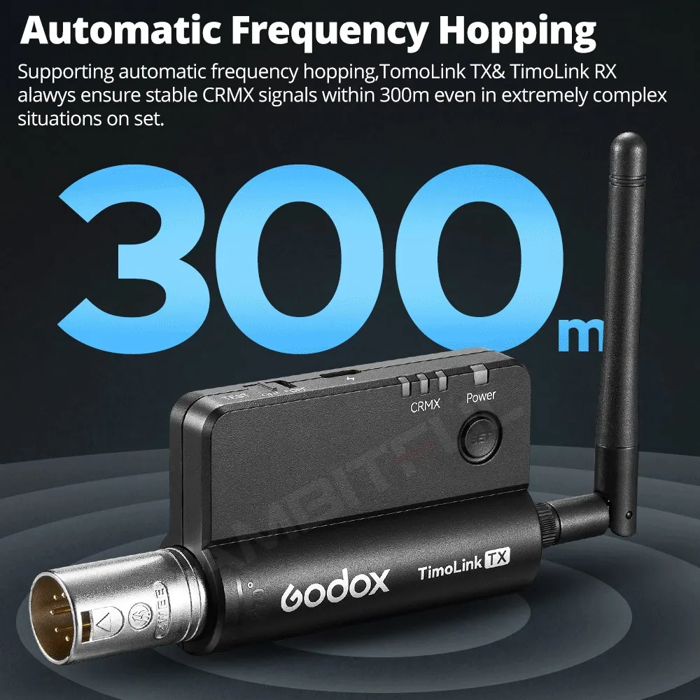 Godox TimoLink TX RX Wireless DMX  Transmitter Receiver Set Automatic Frequency Hopping Built-in CRMX Lumenradio