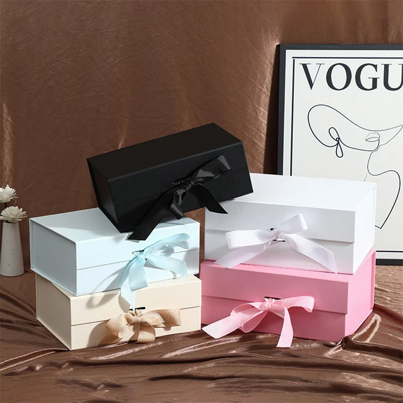 1 Pcs Free Custom Logo Wedding Gifts Paper Ribbon Box Package Birthday Party Favor Paper Cardboard Box Women Wig Box Scarf Box