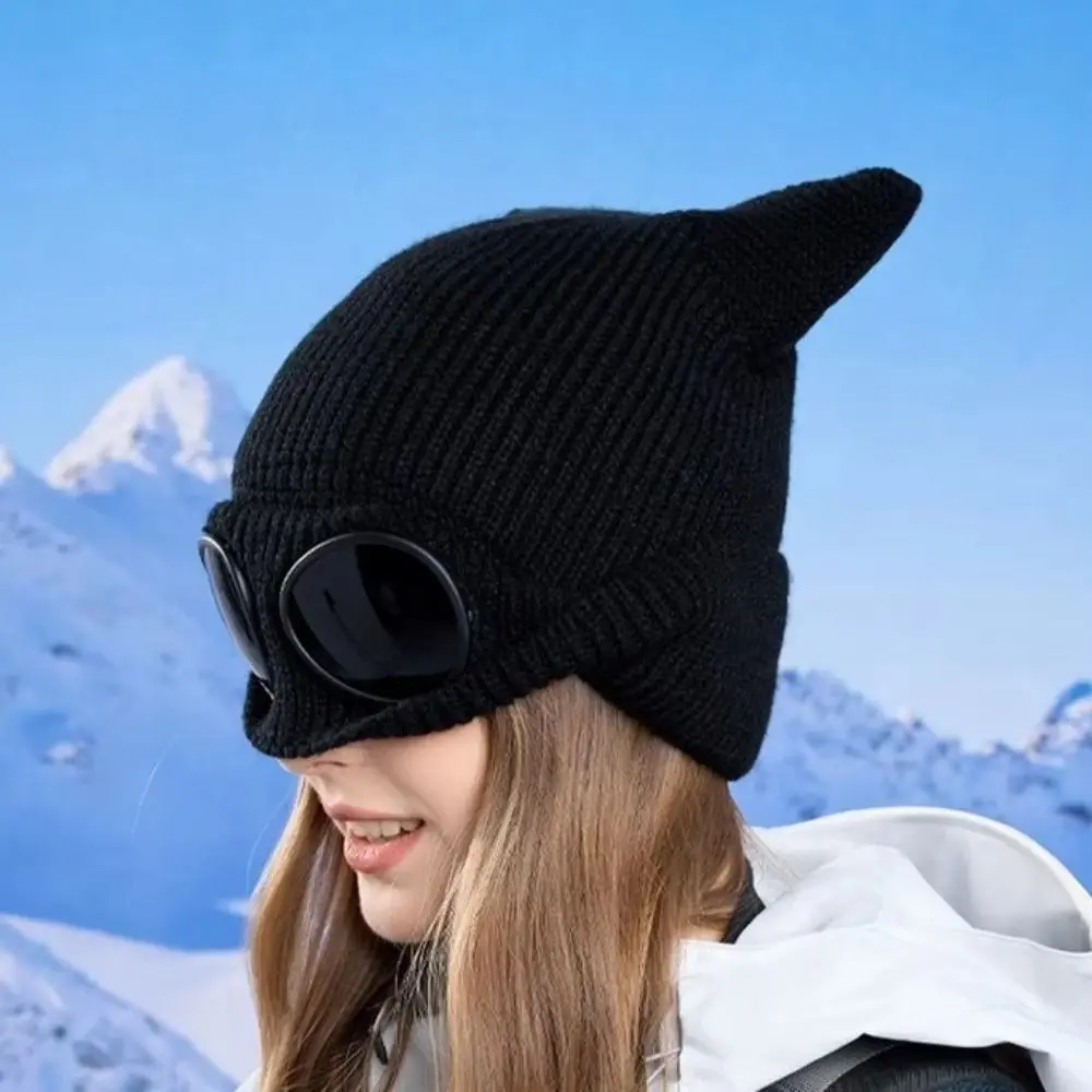 Removable Glasses Winter Glasses Caps Windproof Ear Protection Warm Ski Mask Hats Wear-resistant Thickened Knitted Hat Travel