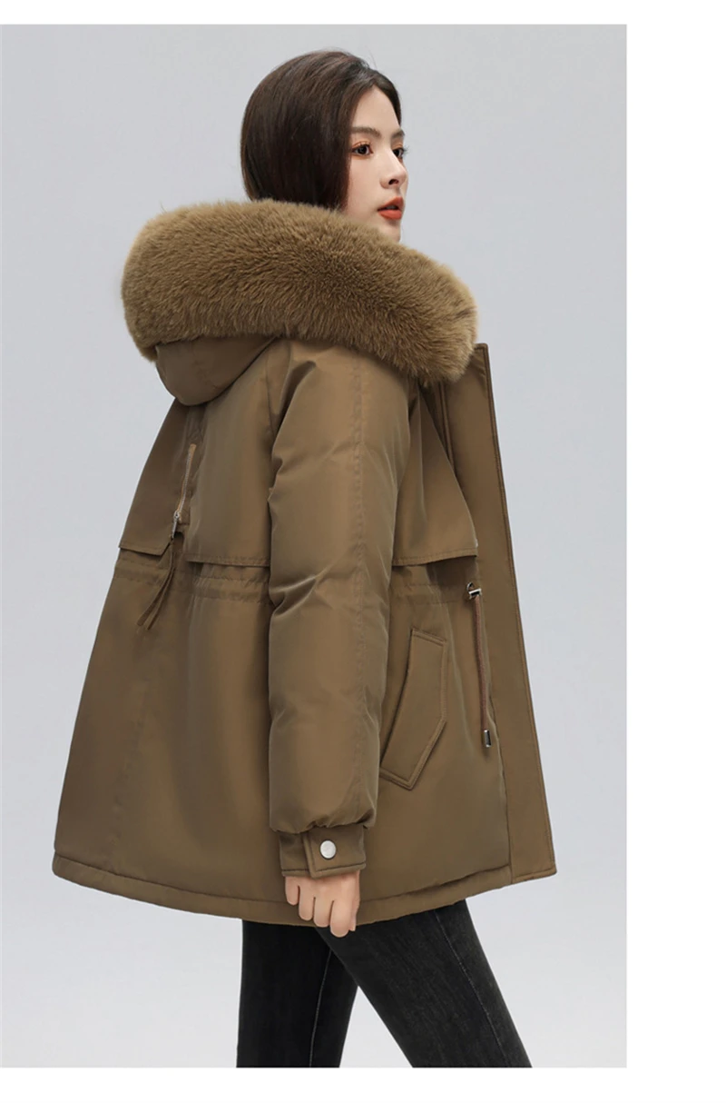 Winter Coat New Women's Thick Cotton Jacket Women's Medium Long Korean Version Fur Collar Coat Female Warm Parka Overcoat