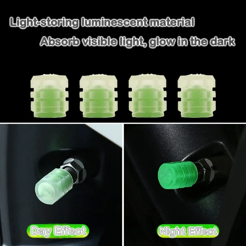 4/8PCS Colorful Luminous tyre valve caps Fluorescent Night Caps Motorcycle Bike Night Glowing Cap Decor Nozzles Tyre Accessories