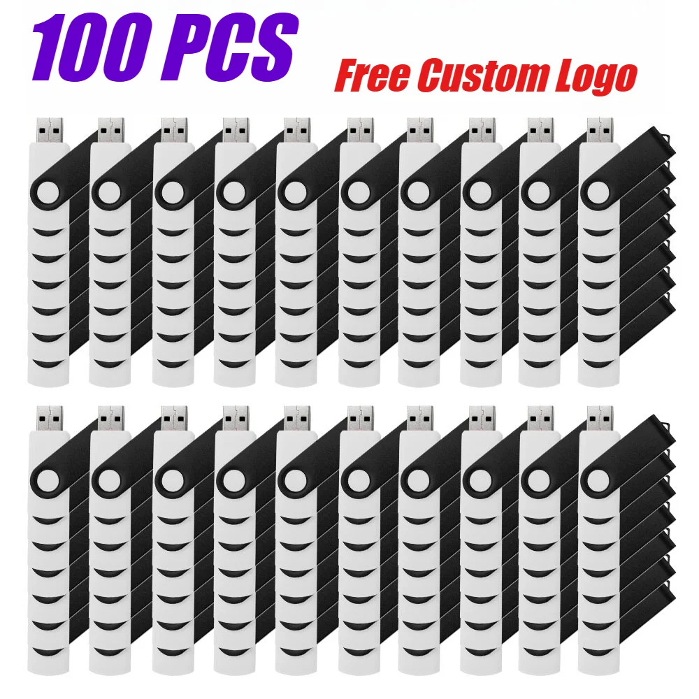 100pcs/lot Metal USB 2.0 Flash Drive 128GB 64GB 32GB Free Custom Logo Pen Drive 16GB 8GB 4GB Pendrive Fashion U Stick Gifts