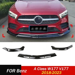 Front Lip Bumper Blade Guard Protector Cover for Mercedes Benz A Class W177 V177 2018-2023 Front Lower Spoiler Spoiler Diffuser