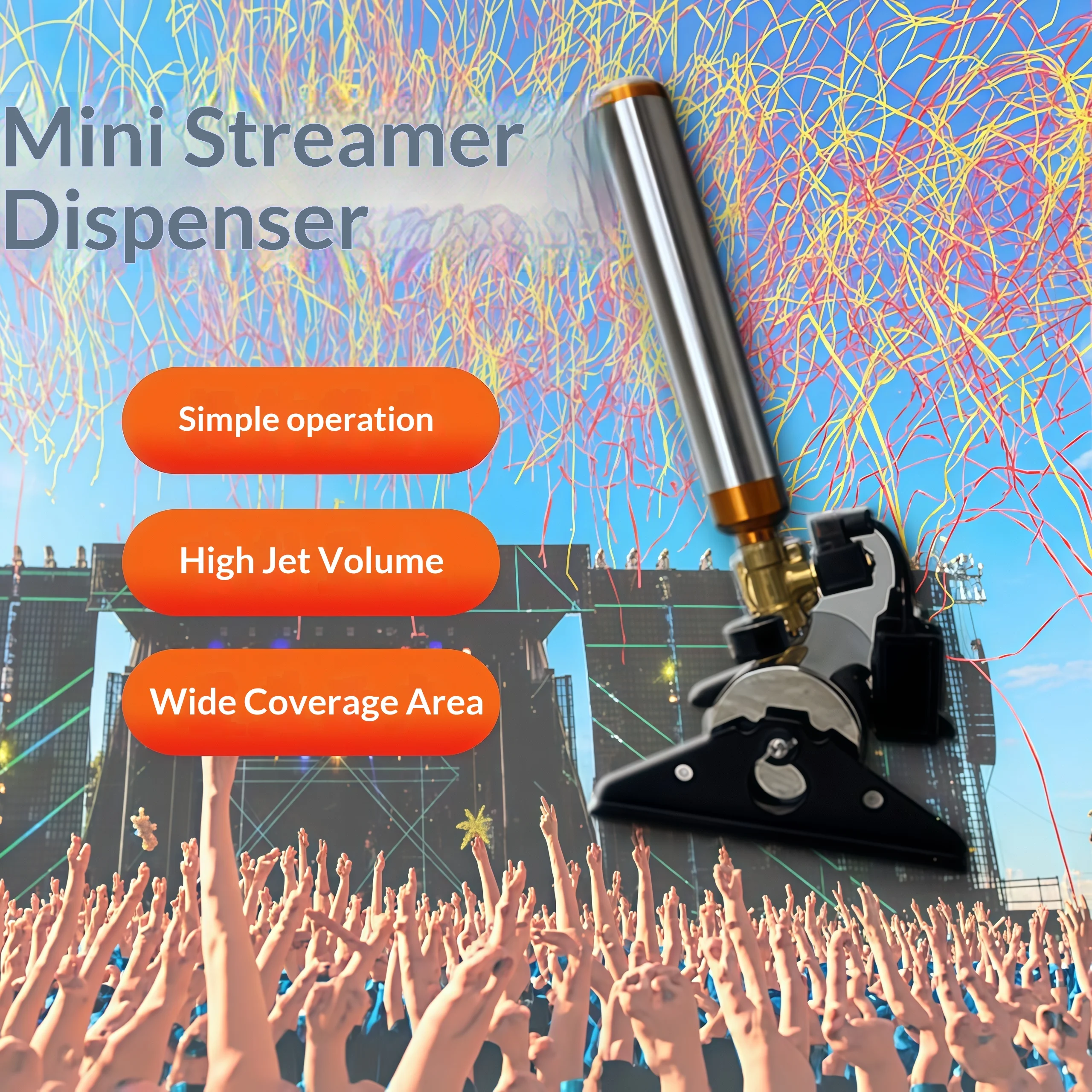 Stage Electric Smoke Cannon Machine Small Ribbon Shooter for Wedding Gender Reveal Halloween Party Celebration Performance Event