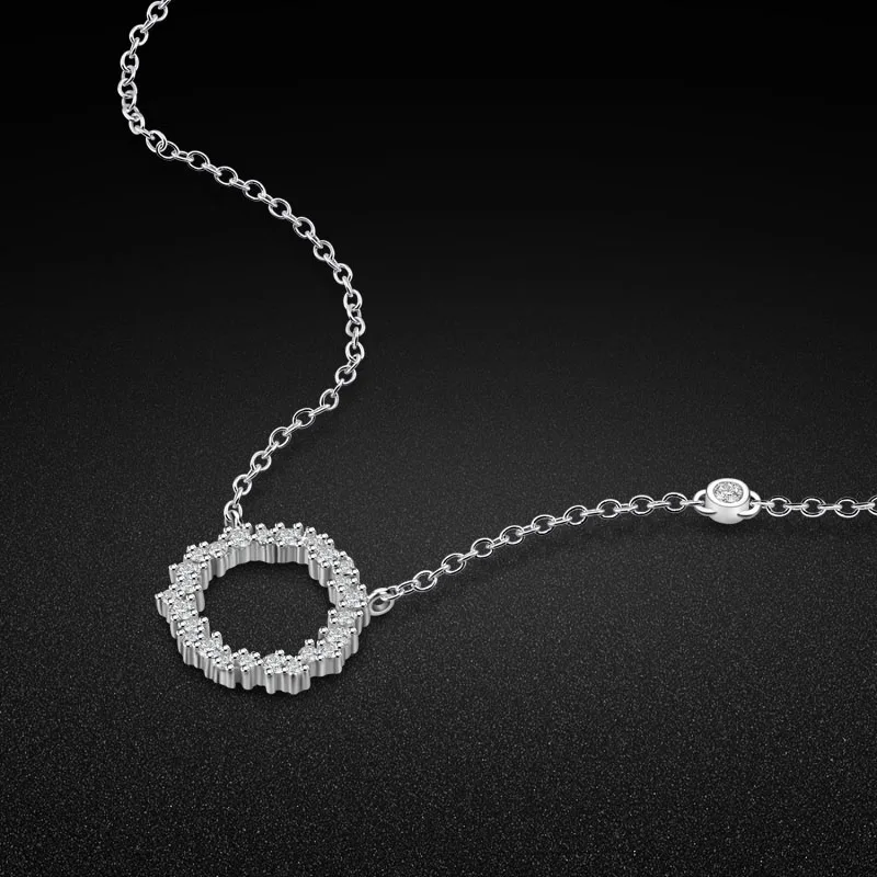 أزياء المرأة الزركون الفضة والمجوهرات جولة قلادة قلادة ل سلسلة نسائية طوق فتاة سلسلة قلادة قلادة المجوهرات #1