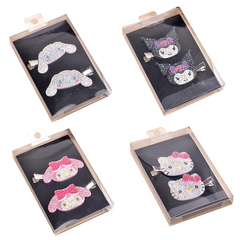 

2Pcs Cartoon Full Rhinestone Hair Clips Lovely Sparkling Hello Kitty Hairpin Side Bangs Clips For Girls Hair Accessories