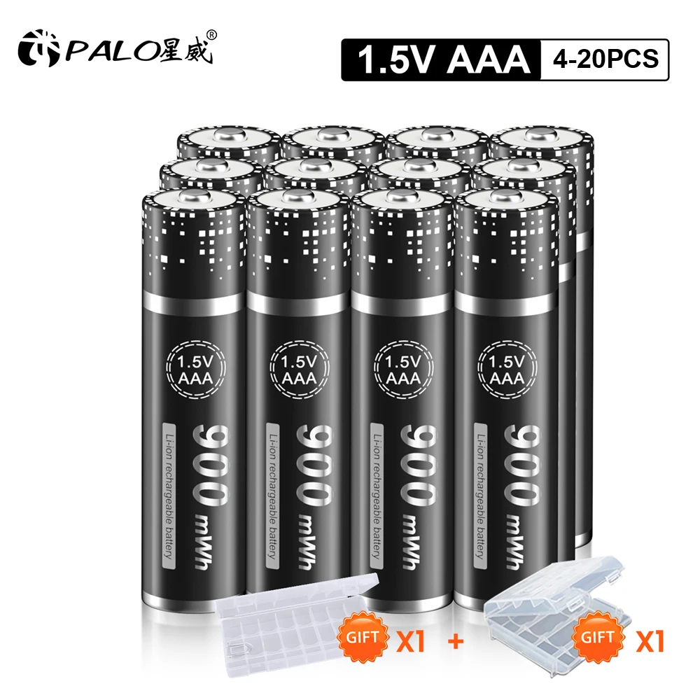 PALO 100% Original 1.5V AAA Li-ion Rechargeable Battery 900mWh AAA Lithium Battery R3 Batteries for toy wireless mouse