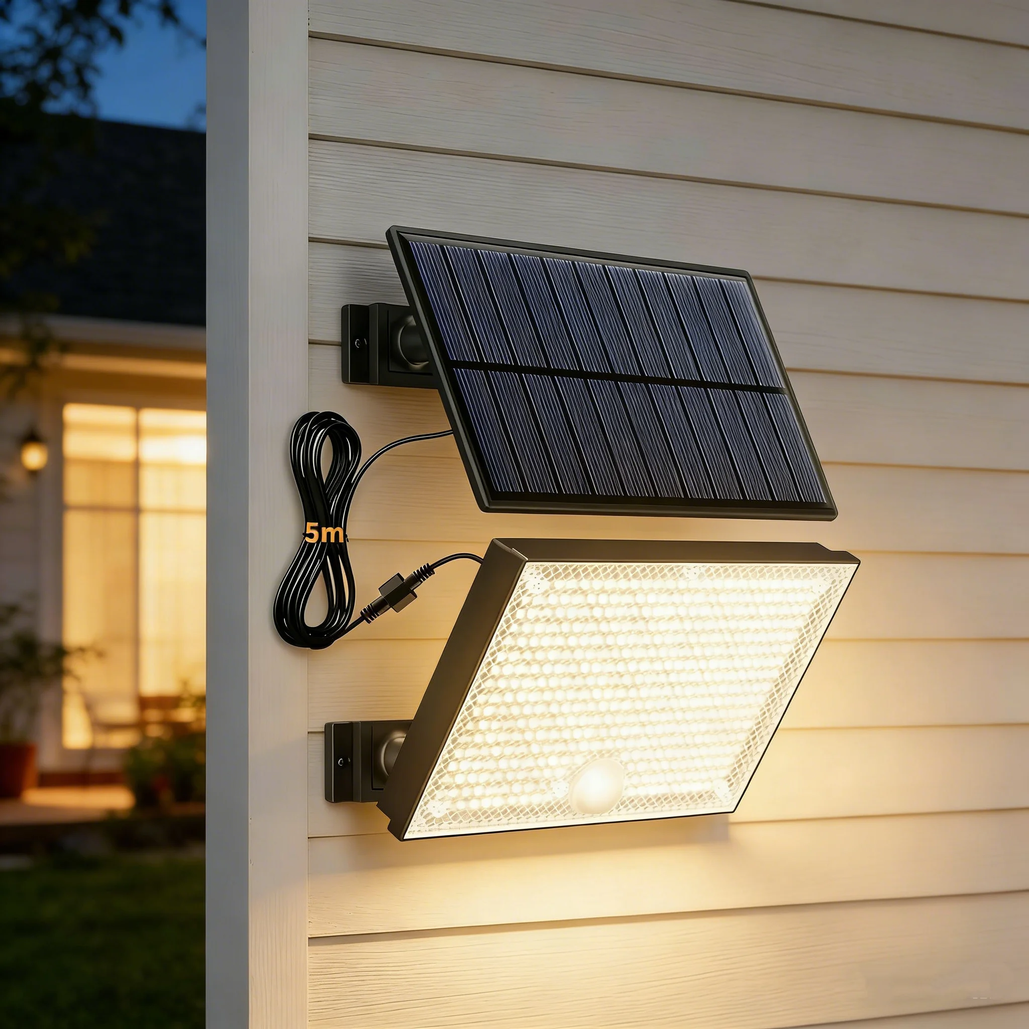 

400 LED Solar Street Warm Light with Remote Control, 3 Modes Motion Sensor Split-Type Wall Light, IP65 Waterproof