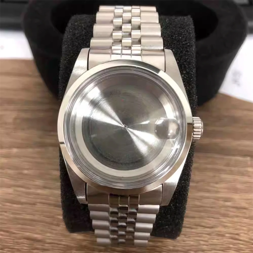 NH35 Caso 36mm Aço Inoxidável Espelho Acrílico Caixa de Relógio + Conjunto de Pulseira para NH35/NH36/4R Movimento Relógio Shell Com Peças de Pulseira