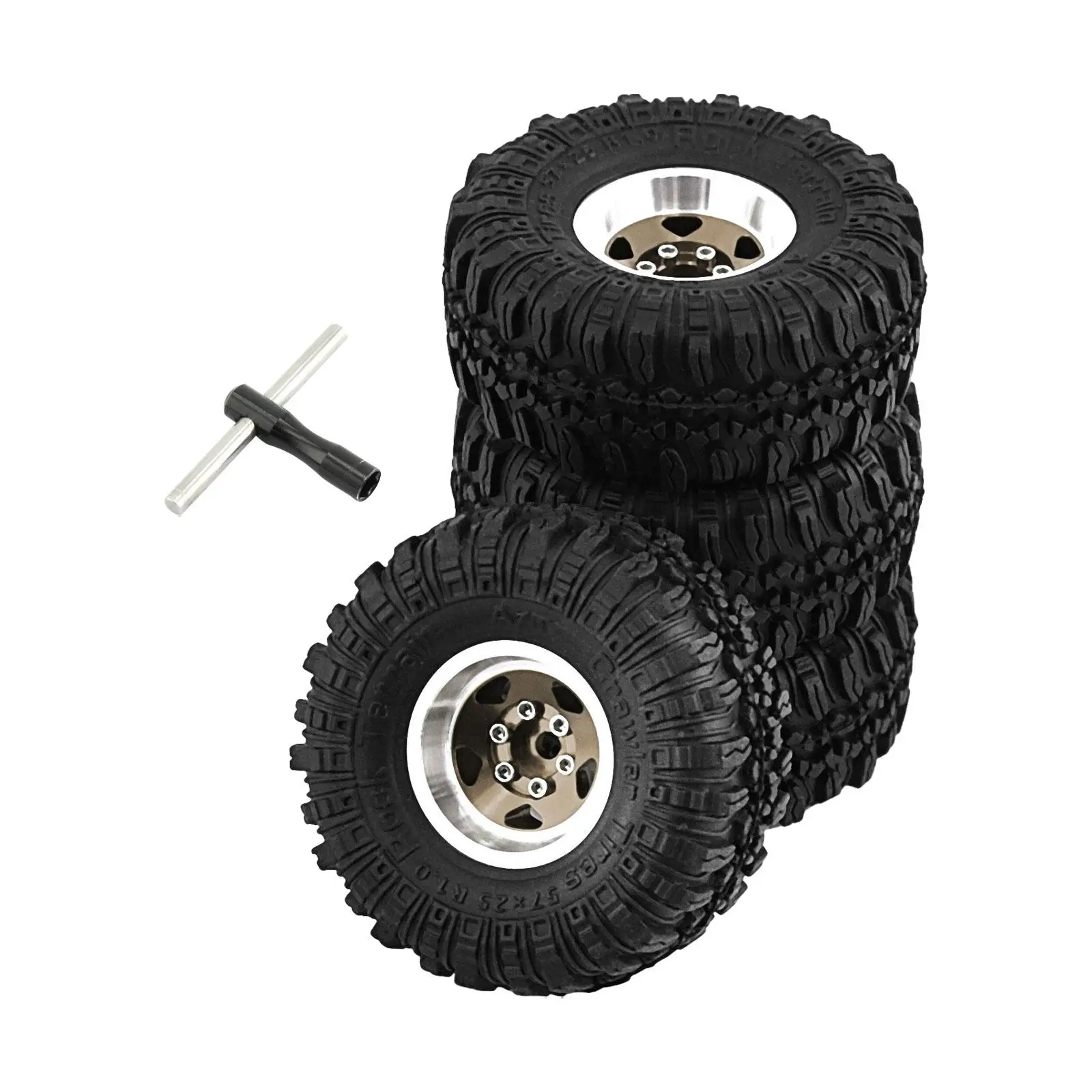 4x Wheel Rims Tires Set Durable RC Wheels and Tires for 1/18 RC Truck Parts