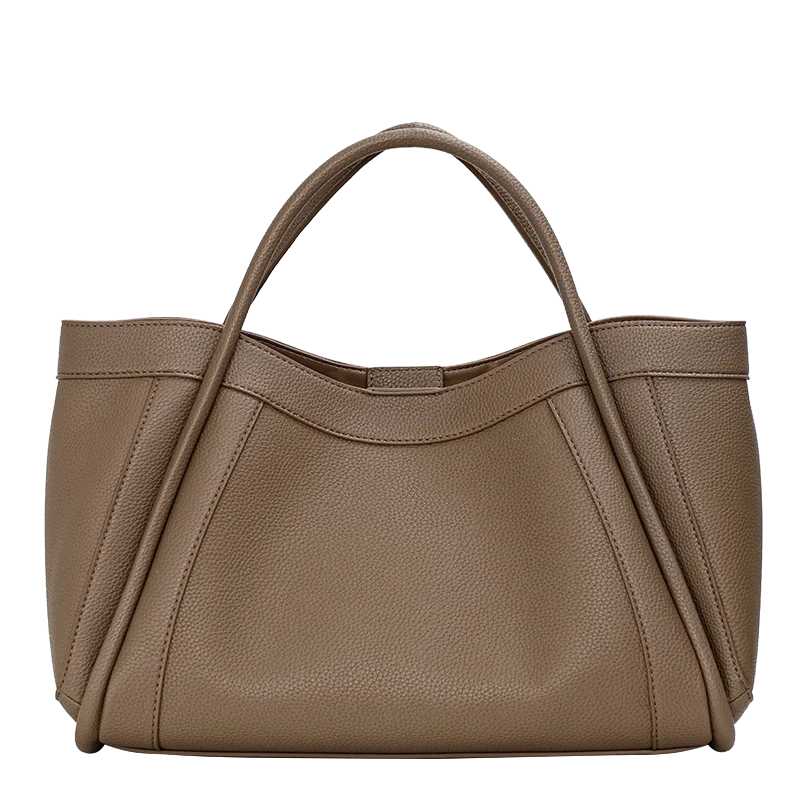 Aidrani Elephant Grey Top Layer Leather Women Tote Bag, Large Capacity Multi-Pocket Handbag with Adjustable Strap