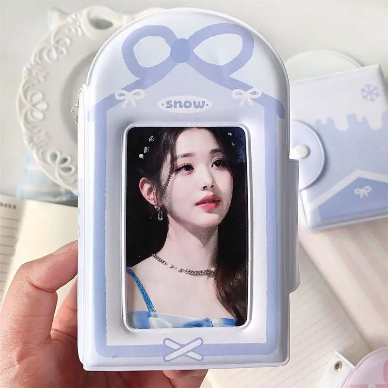 3Inch Photocard Holder INS Christmas Snowflake Photo Album 32 Slots Album Collection Book Square Hollow Bow Card Holder Binder