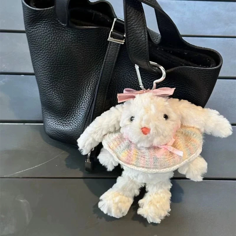 Christmas Bunny Plush Toy Keychain Cartoon Rabbit Soft Stuffed Doll Pendant Car Key Ring Backpack Bag Decor Kid Gift