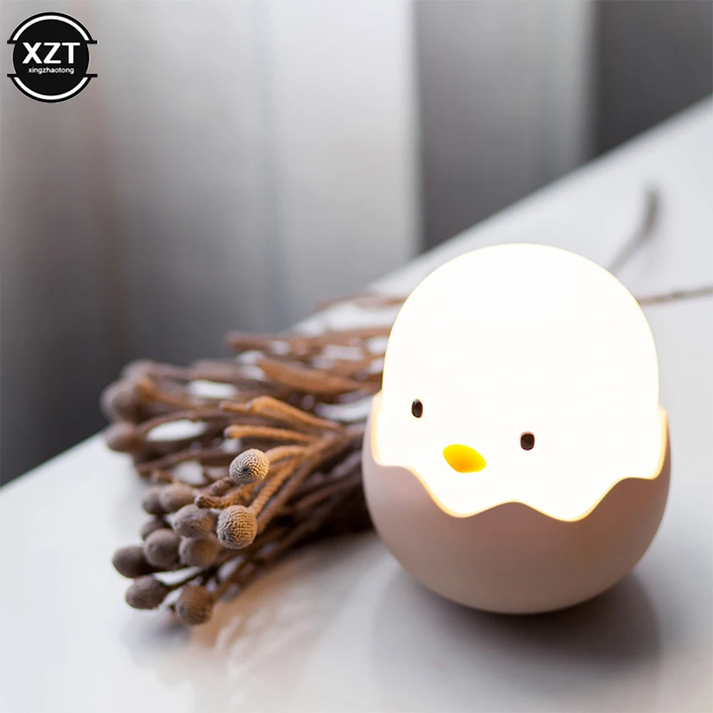 New LED Night Light For Kids Soft Silicone USB Rechargeable Bedroom Decor Gift Animal Chick Touch Night Lamp belt gift box