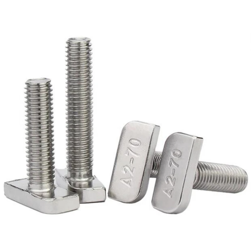 10pcs 304 Stainless Steel T Shape Scews Bolts Aluminum Profile T Slot Photovoltaic Groove Use Square Head Bolts M8 M10