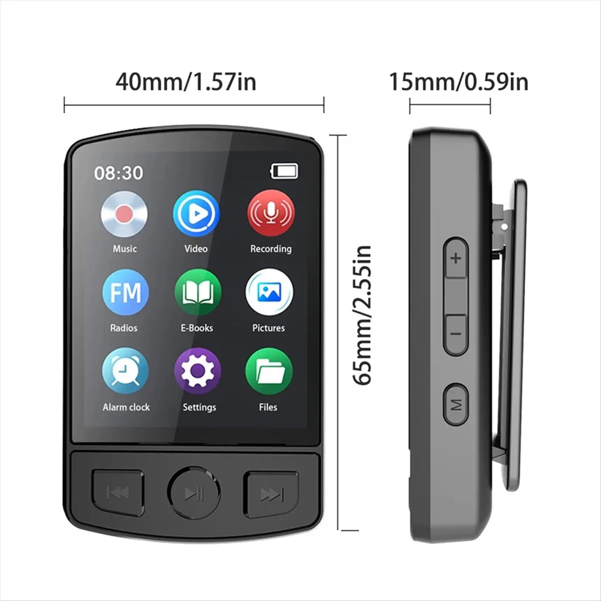 Goodprice Portable MP3 Player Sport Clip Walk Man HiFi Sound 1.8inch Screen Ultralight Bluetooth 5.2 MP3 Player Button for Sport