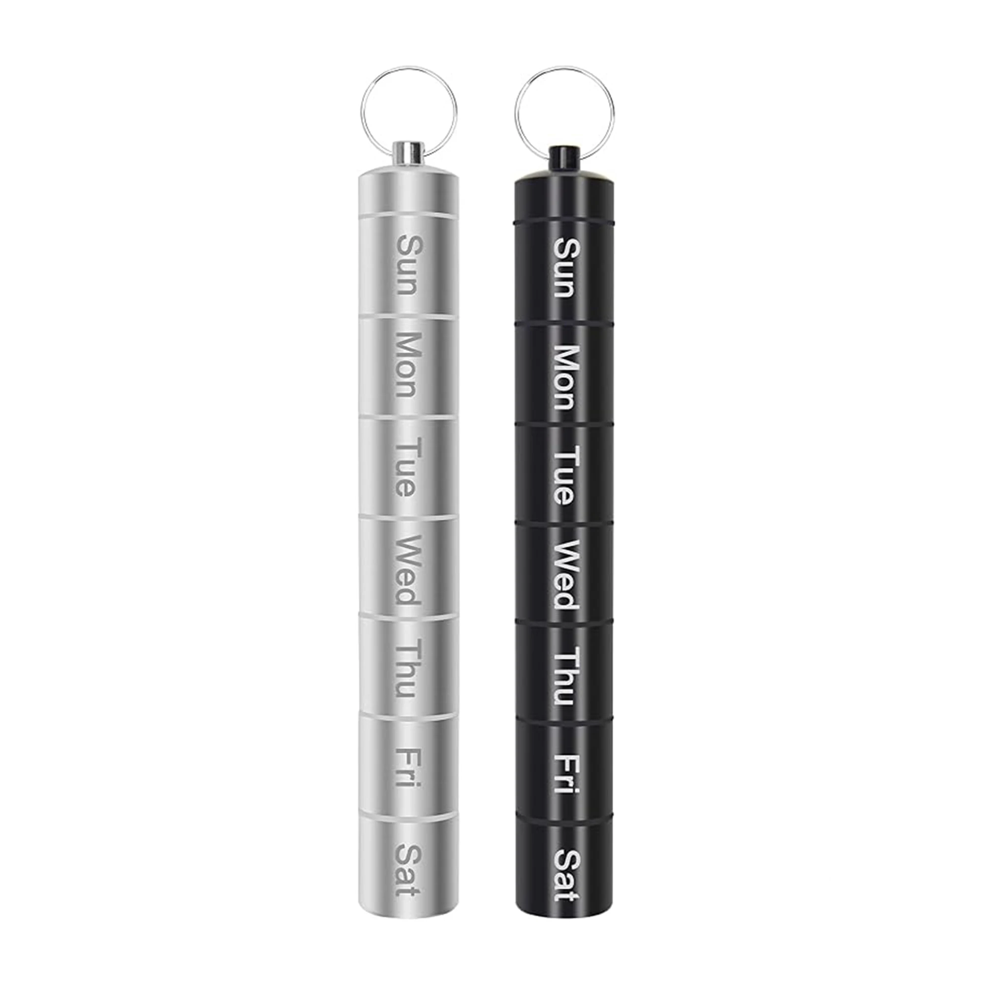 Portable Pill Organizer Metal Pill Box Aluminum Case Weekly Container Travel