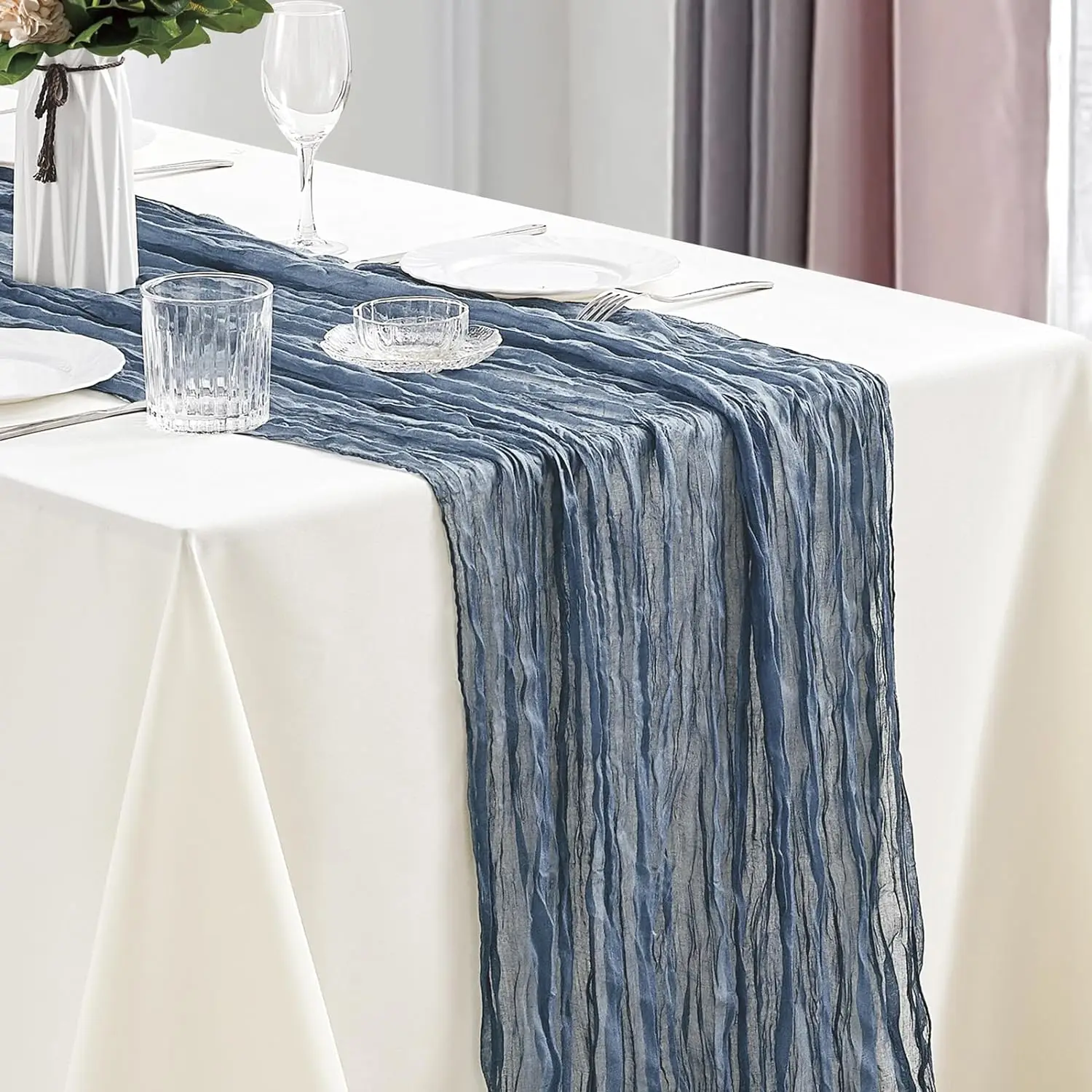 10 stuks kaasdoek tafelloper boho gaas tafelloper 40x270cm romantische tafelloper voor bruiloft bruids douche verjaardagsfeestje