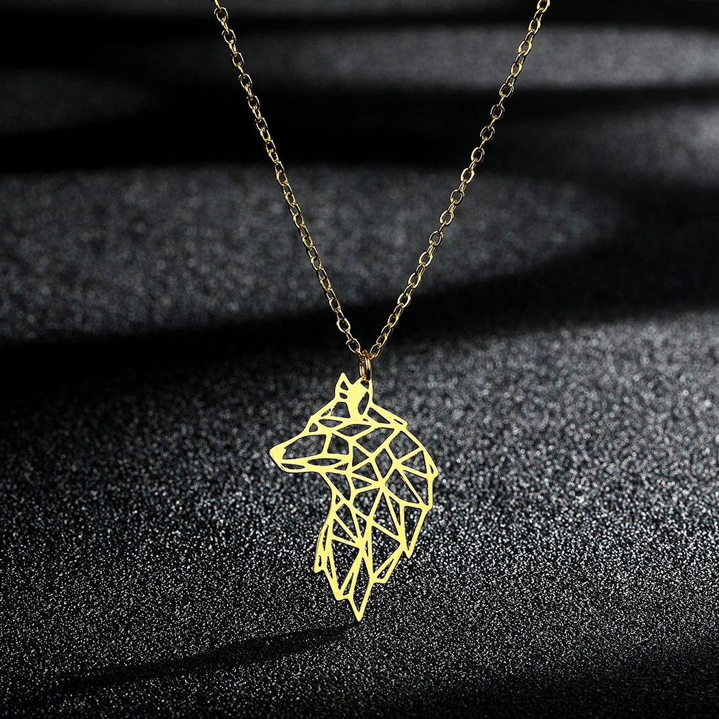 Kinitial Wolf Necklace For Men Women Stainless Steel Necklaces Fashion Animal Male Necklace Punk Jewelry Boy Gifts