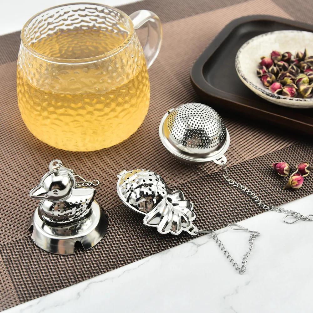 Stainless Steel Tea Ball Infuser Filter Interval Diffuser with Extended Chain Hook for Brew Leaf Tea