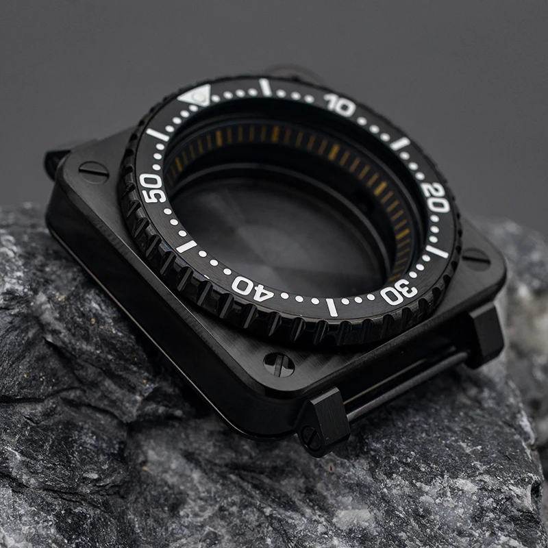 

Square Black Watch Case Fit NH34 NH35 7S26 Movement Sapphire Glass 20ATM Waterproof Mod Seiko SKX007 Style Watch Cases