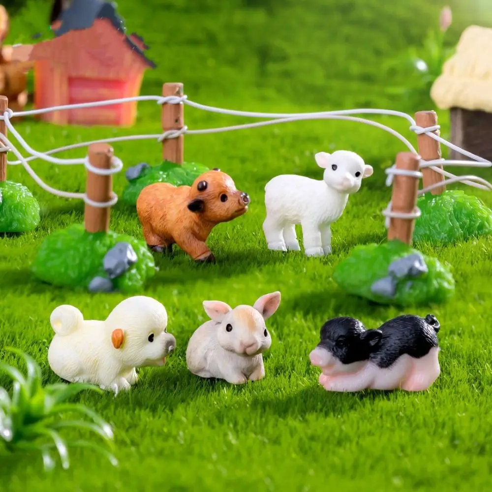 Cute DIY Animals Statue Animals Model Resin Miniature Figurines Home Decoration Microlandscape Mini Animals Figurine