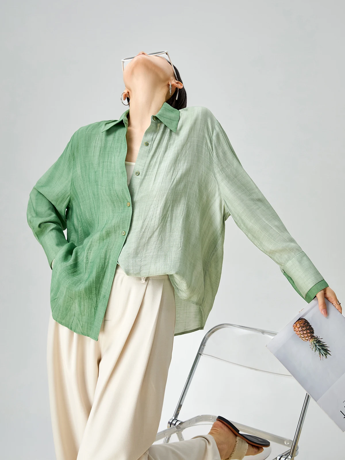 

Рубашка-жакет с контрастными цветовыми блоками и длинными рукавами, женская летняя повседневная свободная рубашка с воротником и пуговицами