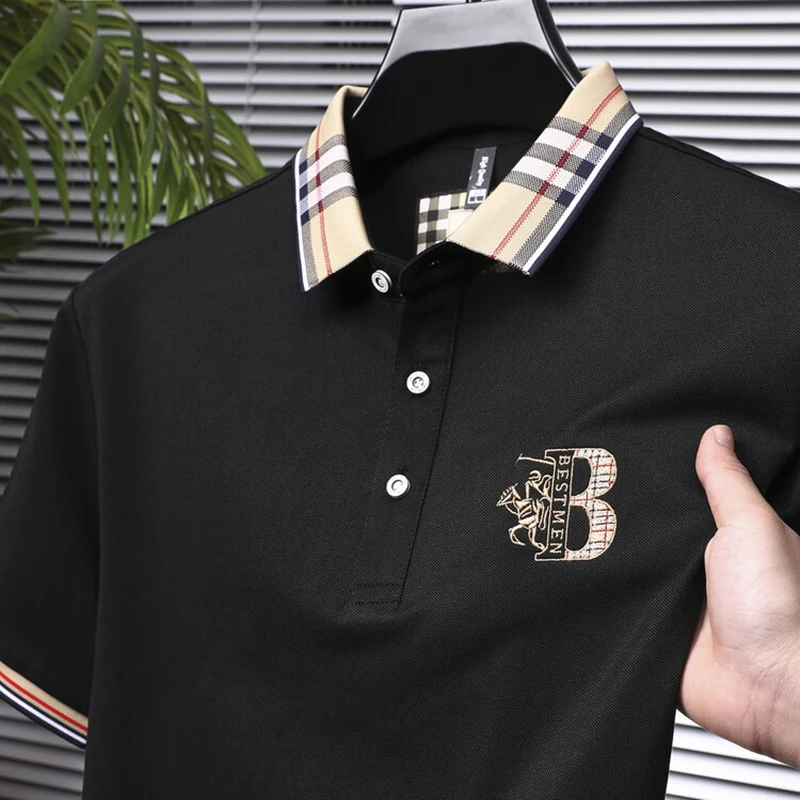 Luxury brand embroidered short sleeve men's POLO shirt summer designer fashion logo casual golf breathable cotton Paul T-shirt