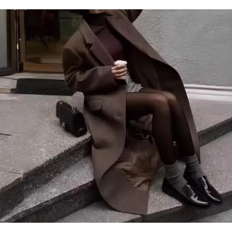 2025 Fashion Temperament Versatile Long Woolen Coat Jacket