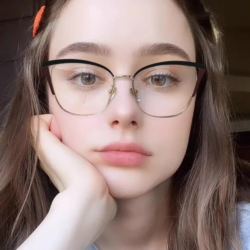 Legierung Vintage Gläser Frauen Spiegel Brillen Rahmen für Weibliche Männer Retro Brillen Anti-blau Licht Lentes