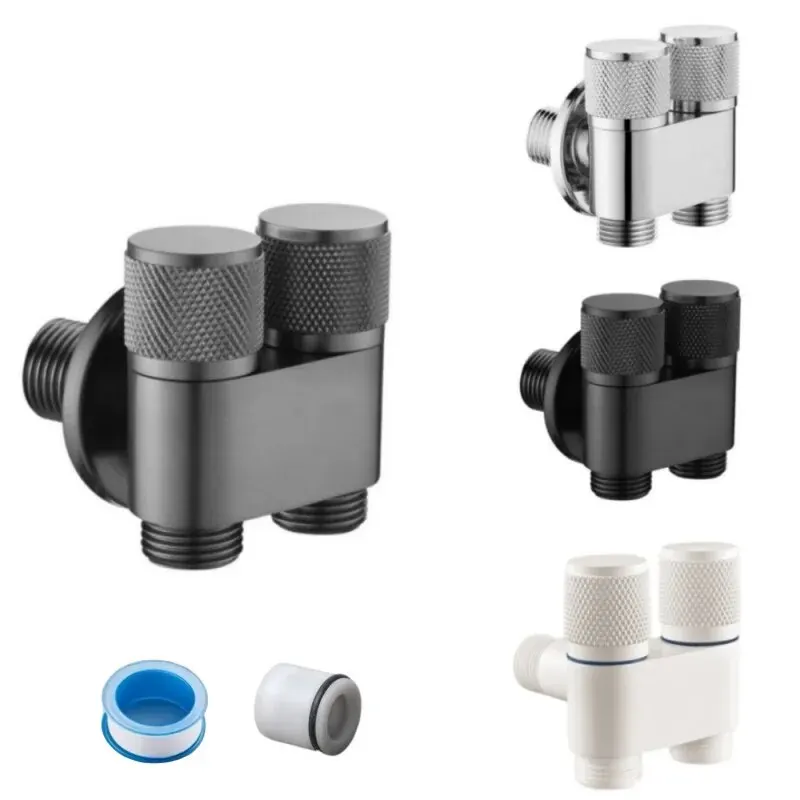 

Stainless Steel Toilet Irrigator One In Two Out Corner Valve,Double Open Faucet,Anti-slip Handwheel,Toilet Supplies,Angle Valve