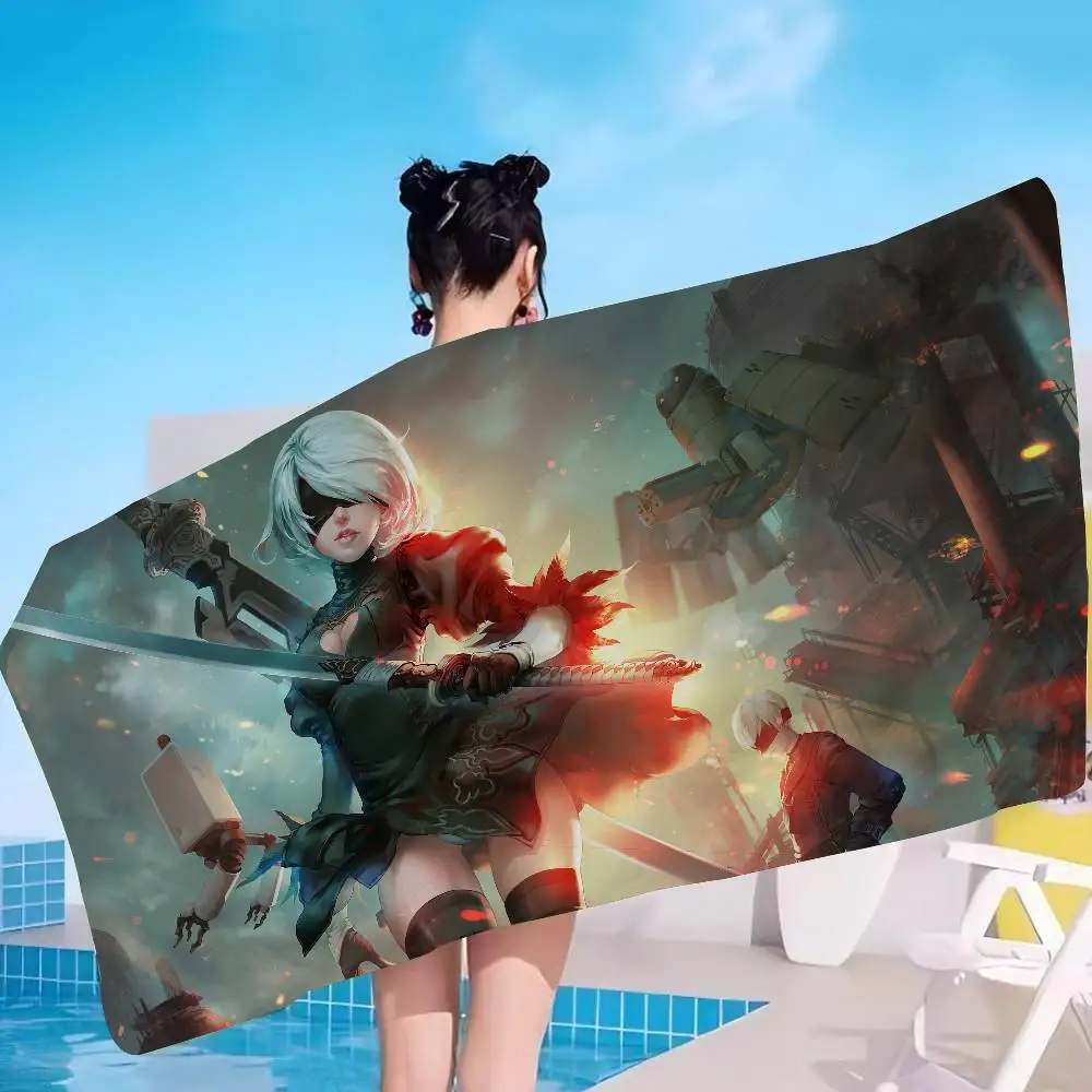 N-NieR-Automata-Game Microfiber Printed Beach Towel Mountain Climbing Yoga Beach Swimming Running Absorbent Soft Towel
