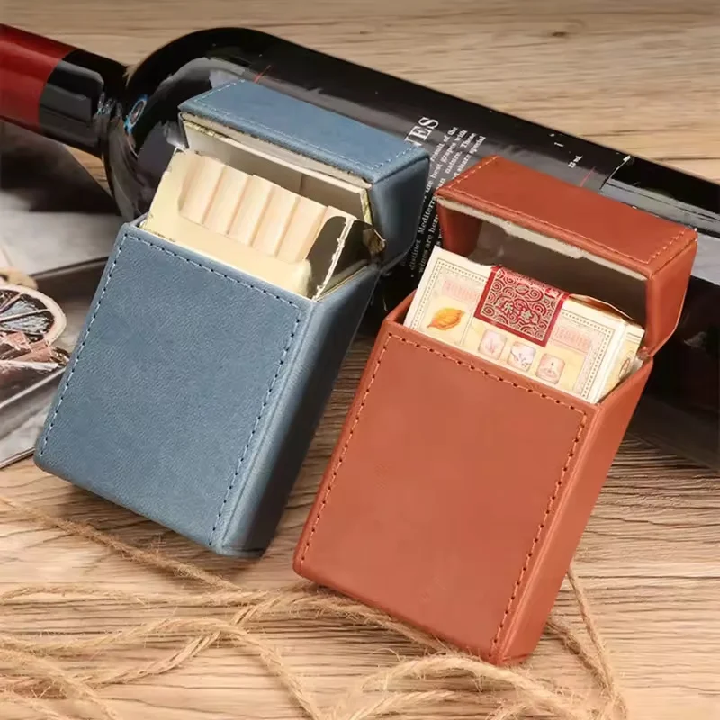 

PU Leather Cigarette Case Holds 20 King Size Cigarettes Anti-pressure Anti-wrinkle Smoking Accessories Gift