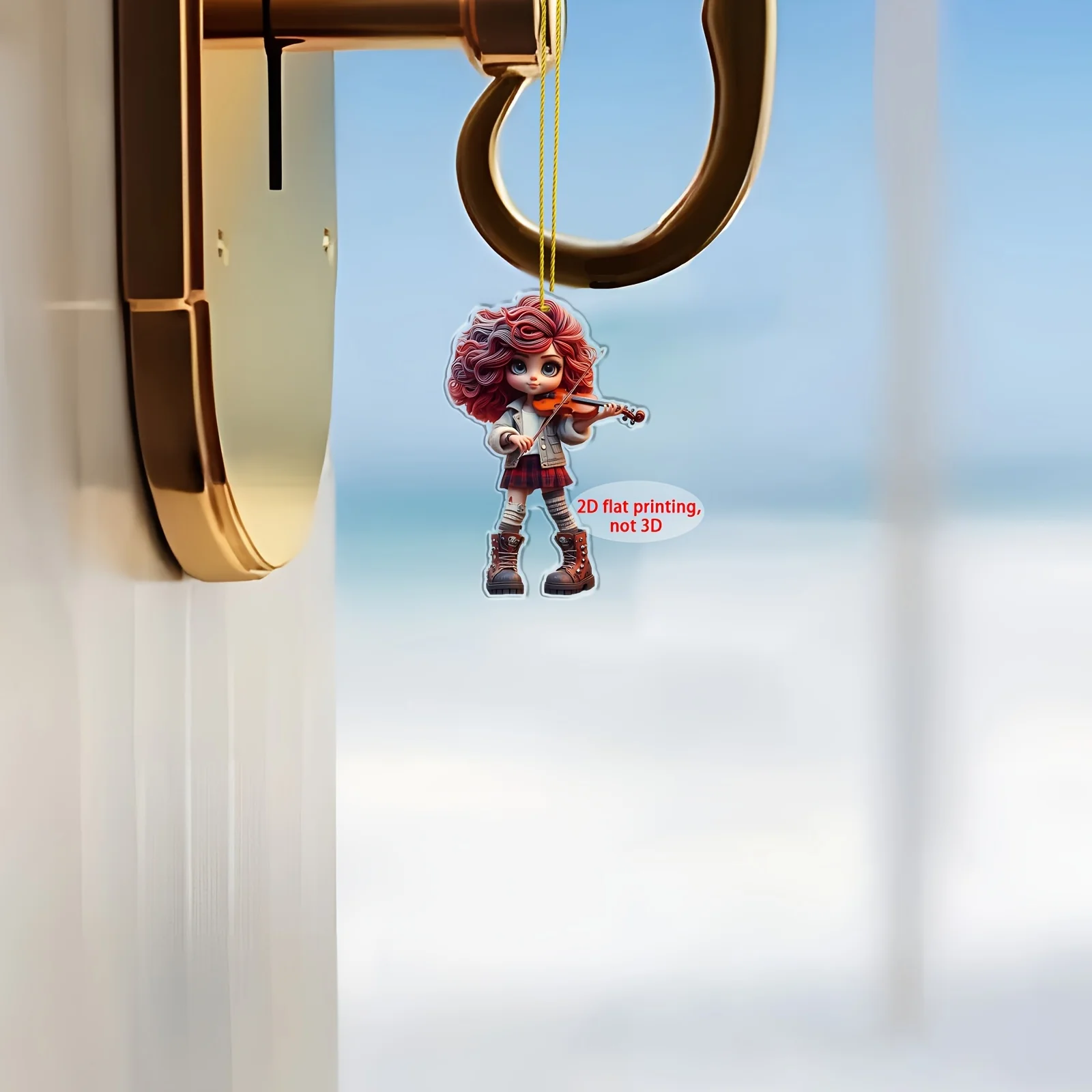 Cute Little Girl Playing Violin 2D Acrylic Keychain Multi-Functional Hanging  Backpack Car Ideal Birthday Gifts Spring Decor