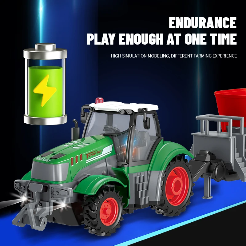 1/24 RC Farmer Tractor Remote Control Trailer Car for Boys Light Farmer Truck Electric Model Toys 27mhz Radio-Control Truck Xmas