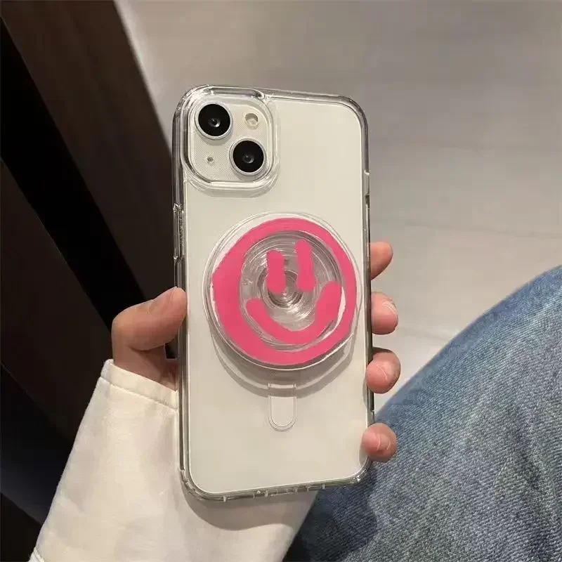Supporto magnetico Kawaii Smiley Flower, IPhone 16 15 Samsung 360 °   Supporto universale regolabile per telefono Impugnatura senza distanza