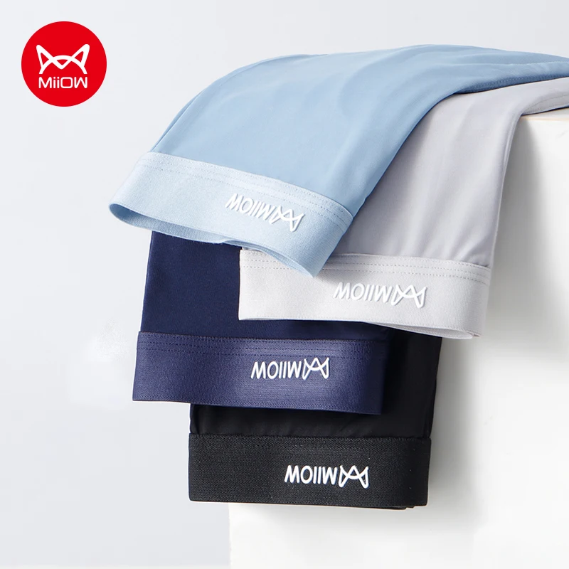 Miiow 4 Stuks Ijs Zijde Mannen Slipje Grafeen Antibacteriële Mannen Ondergoed Zomer Dunne Ademende Man Boxers Koffers Mannelijke Onderbroek