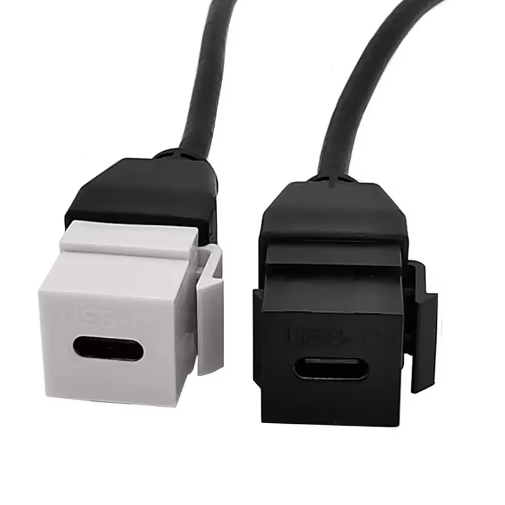 20CM USB 3.1 Type C Keystone Module Male to Female Extension Cable USB-C Coupler Insert Socket Connector for Wall Plate Outlet