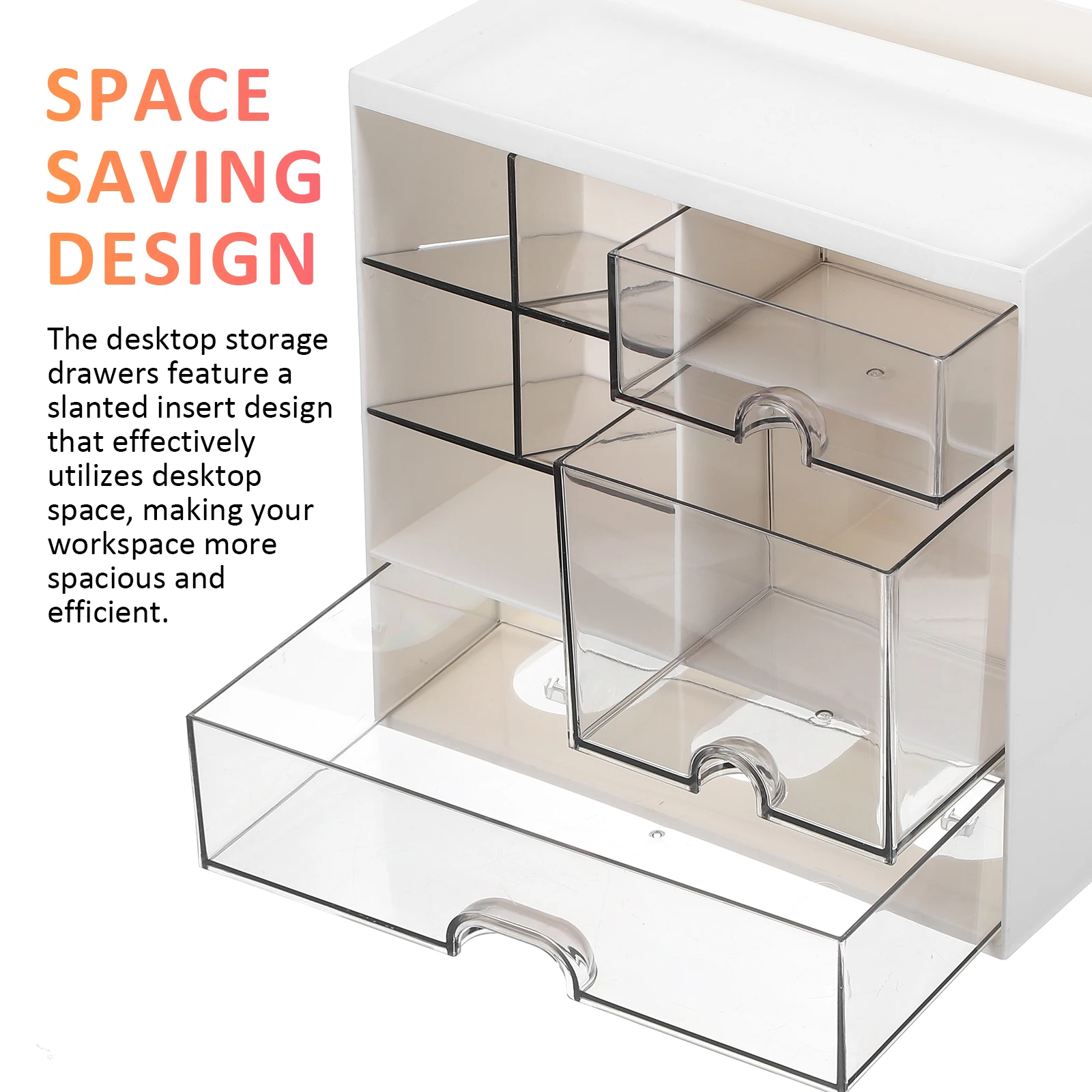 أدراج تخزين شفافة لسطح المكتب مع منظم سطح كونترتوب موفر للمساحة لمستلزمات مكياج المكتب والمدرسة متعددة #4
