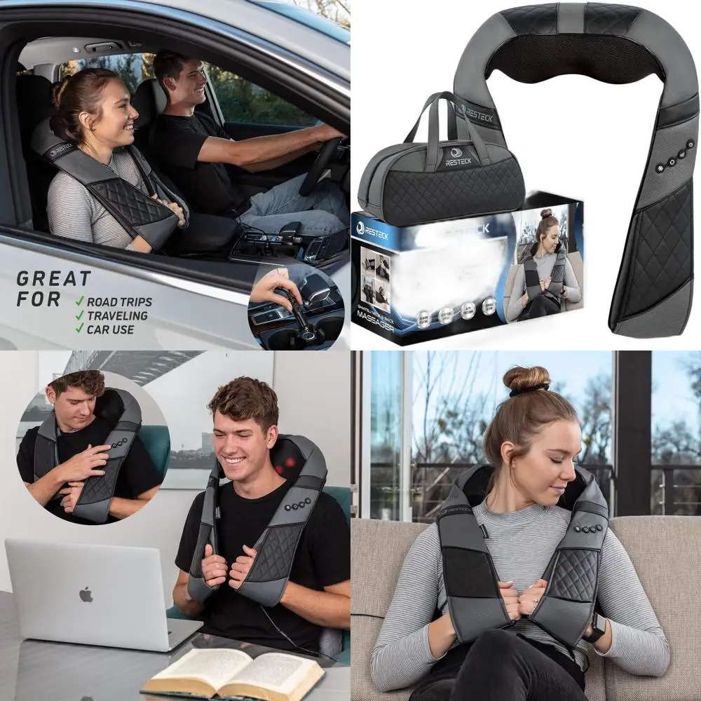 

Массажная подушка с подогревом и 3D-разминанием для глубокого массажа тканей плеч, спины, стоп и ног — портативное средство для снятия боли дома и в автомобиле