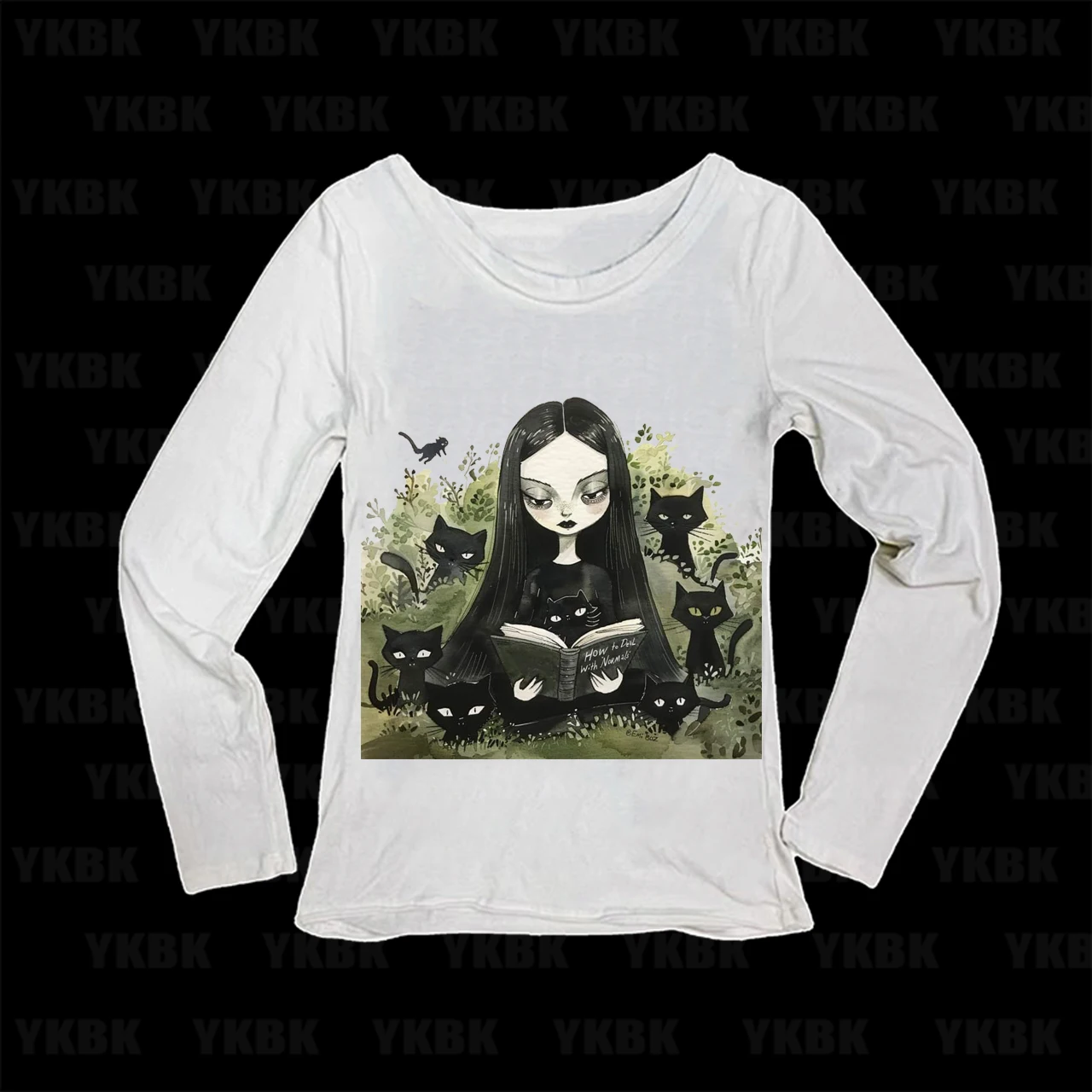 Harajuku Punk Women's Y2K Crop Tee - Vintage Gothic Emo Print, Slim Long Sleeve, Grunge Sexy Hip Hop Streetwear