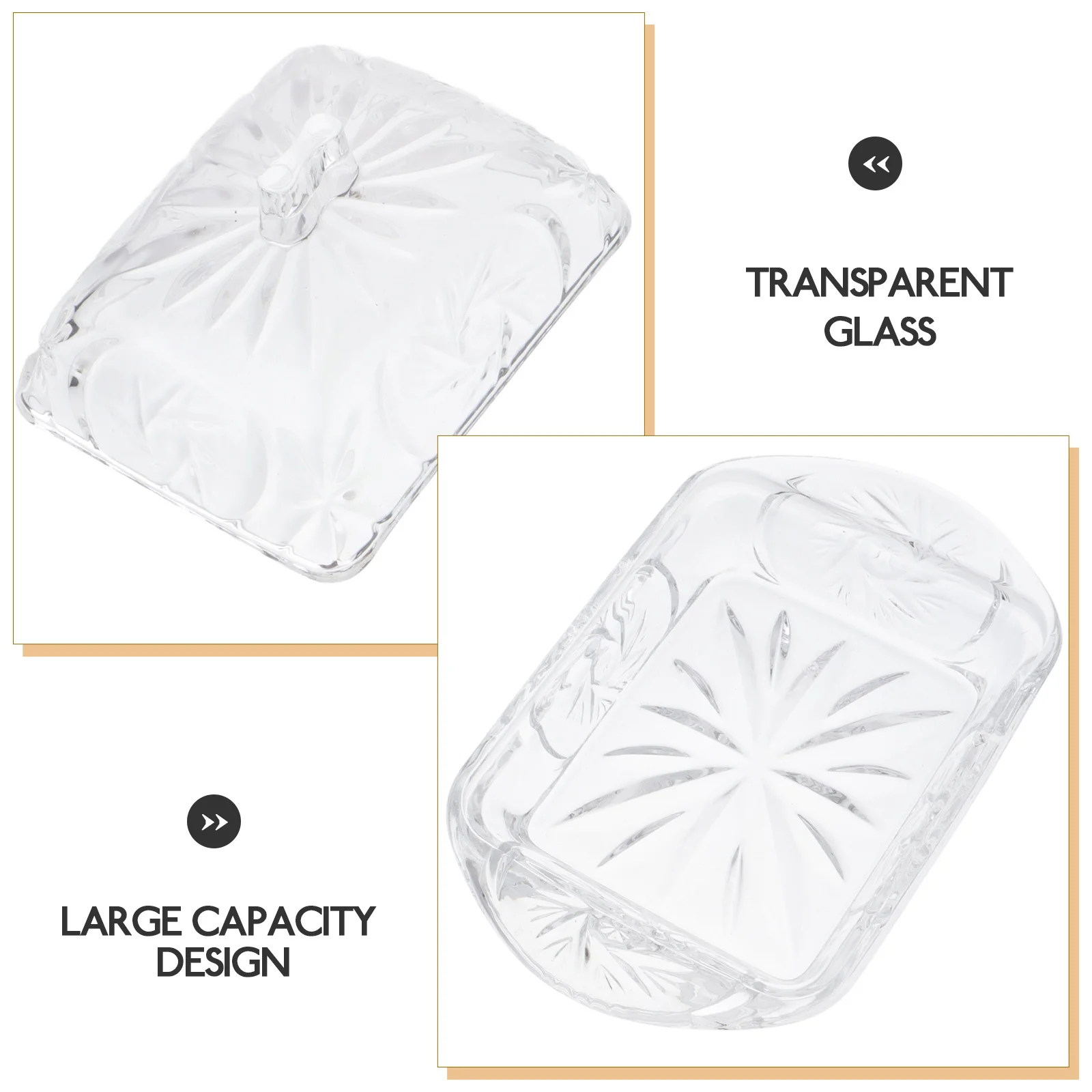 

Transparent Large Glass Butter Dish with Lid Butter Holder Fresh Keeping Storage Container for Kitchen Cheese Storage