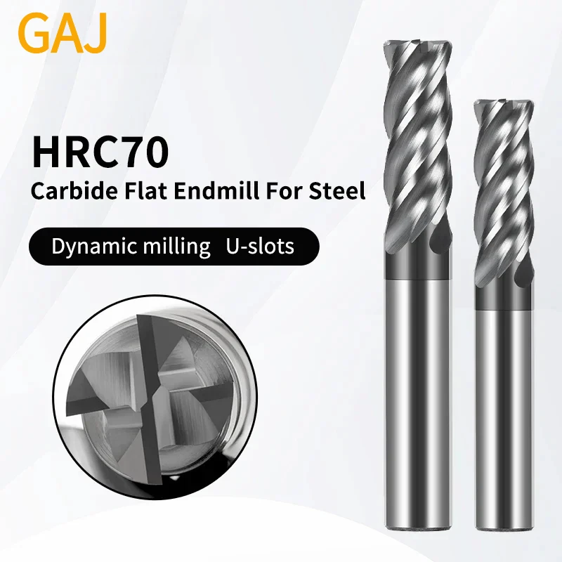

HRC70 Carbide Milling Cutter for Titan Alloy 4 Flutes Flat Coating Tungsten Steel End Mill 50-150mm for Steel Cnc Tools