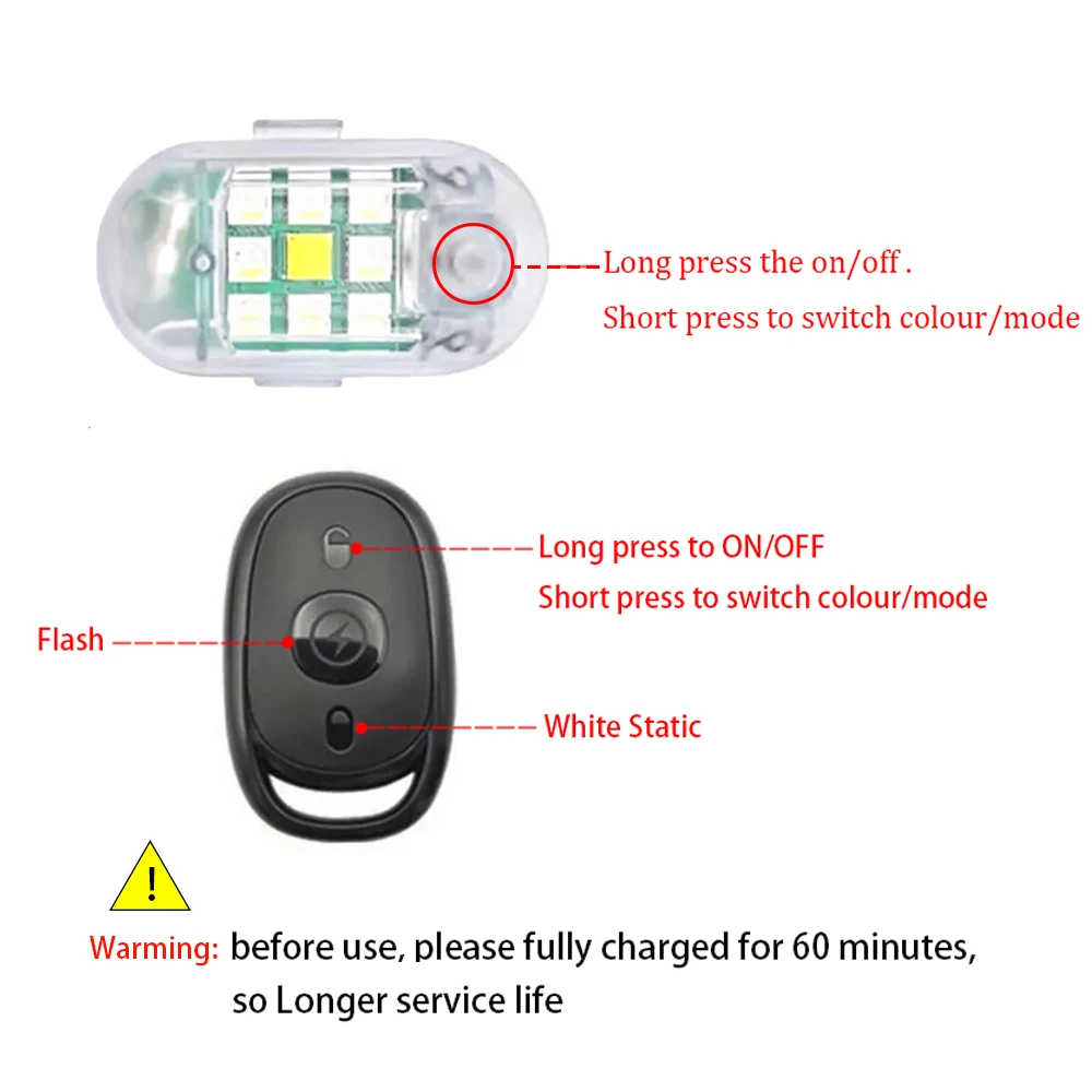 2/4PCS LED Strobe Flashlight For Cars, Compact High-Intensity Emergency Warning Lights, Multicolored Neon Atmosphere Lamp