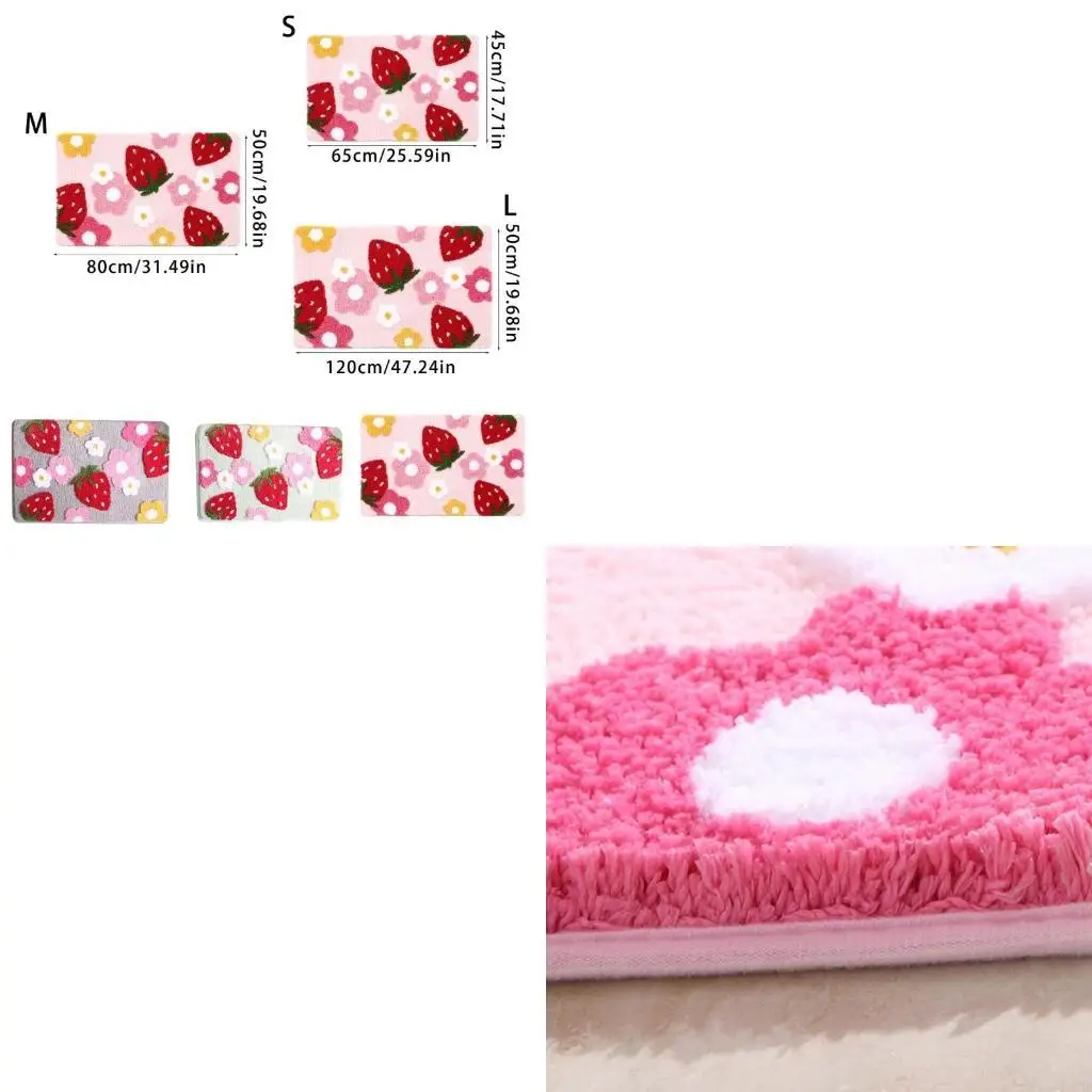 

Strawberry Flower Bathroom Rugs Cheerful Not Slip Bathroom Mat, Soft and Absorbent Microfiber Comfortable Carpet B95B