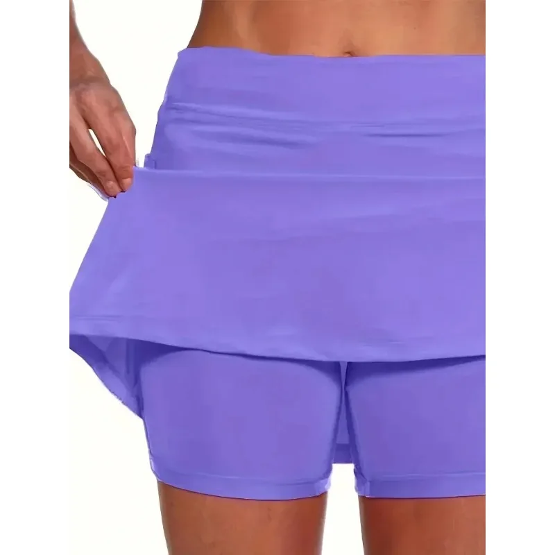 Plus Size 1XL-5XL Women Fashion Skirts Shorts Women\'s Plus Solid Color Medium Stretch Sports Golf Skorts With Pockets