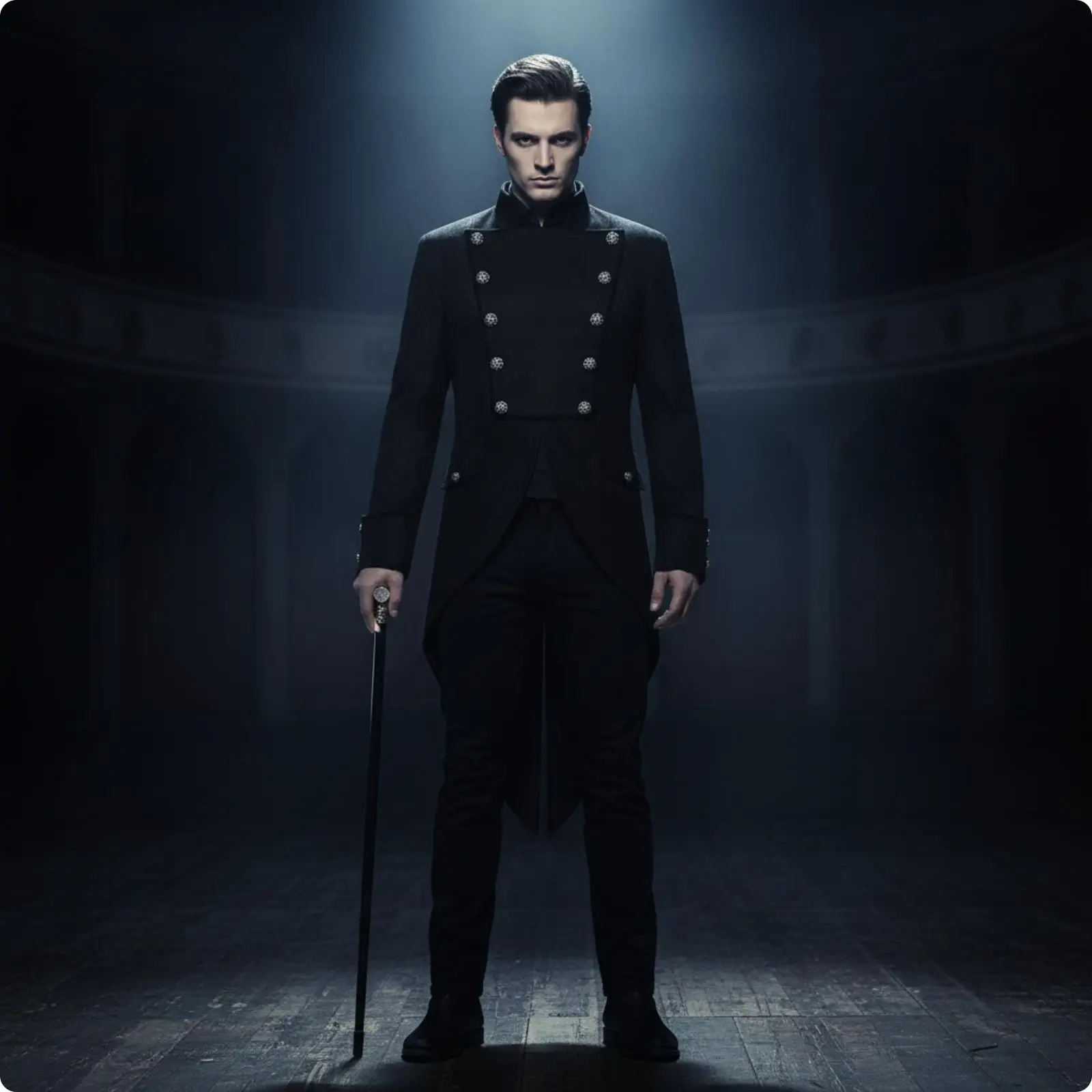 Vintage Frock Coat for Men with Dramatic Split Tail and Pointed Panel Back for Theatrical Production and Costume Party