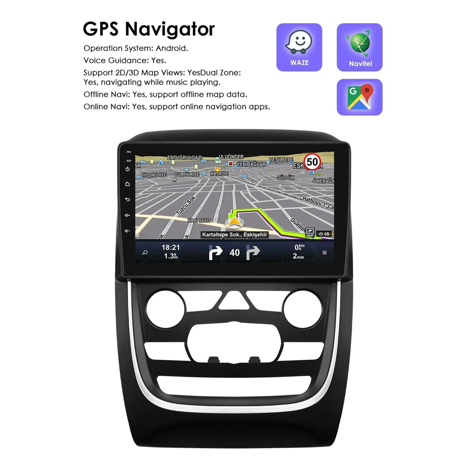 Autoradio Android 13 9 pouces, 4 + 64 go, pour Durango 2014 – 2020, CarPlay sans fil intégré, autoradio Android Auto, avec GPS, WiFi, Bluetooth