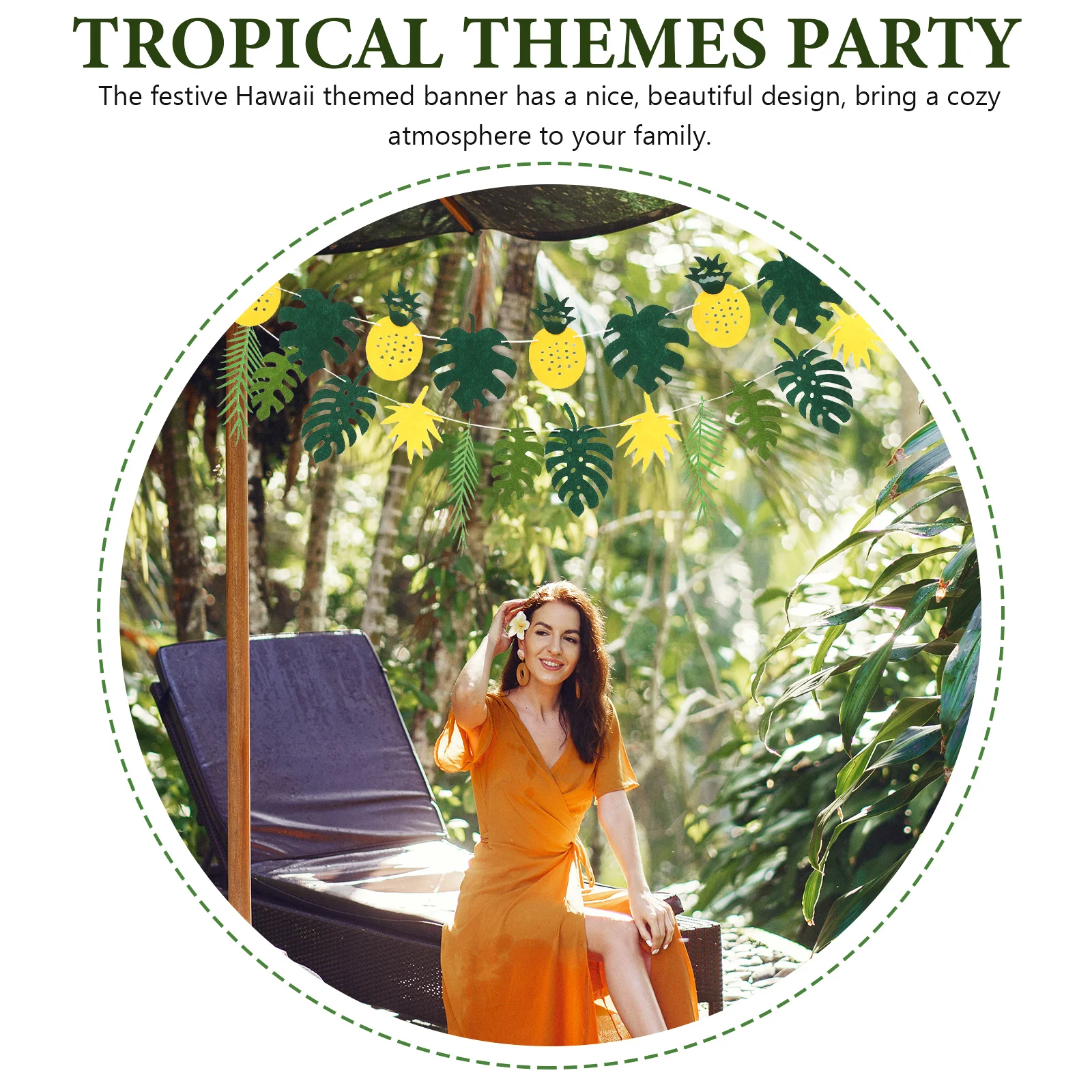 

1Set Hawaiian Garland Felt Fabric Banner Tropical Party Decor Durable Practical Lasting Time Gift Choice Hawaiian Banner