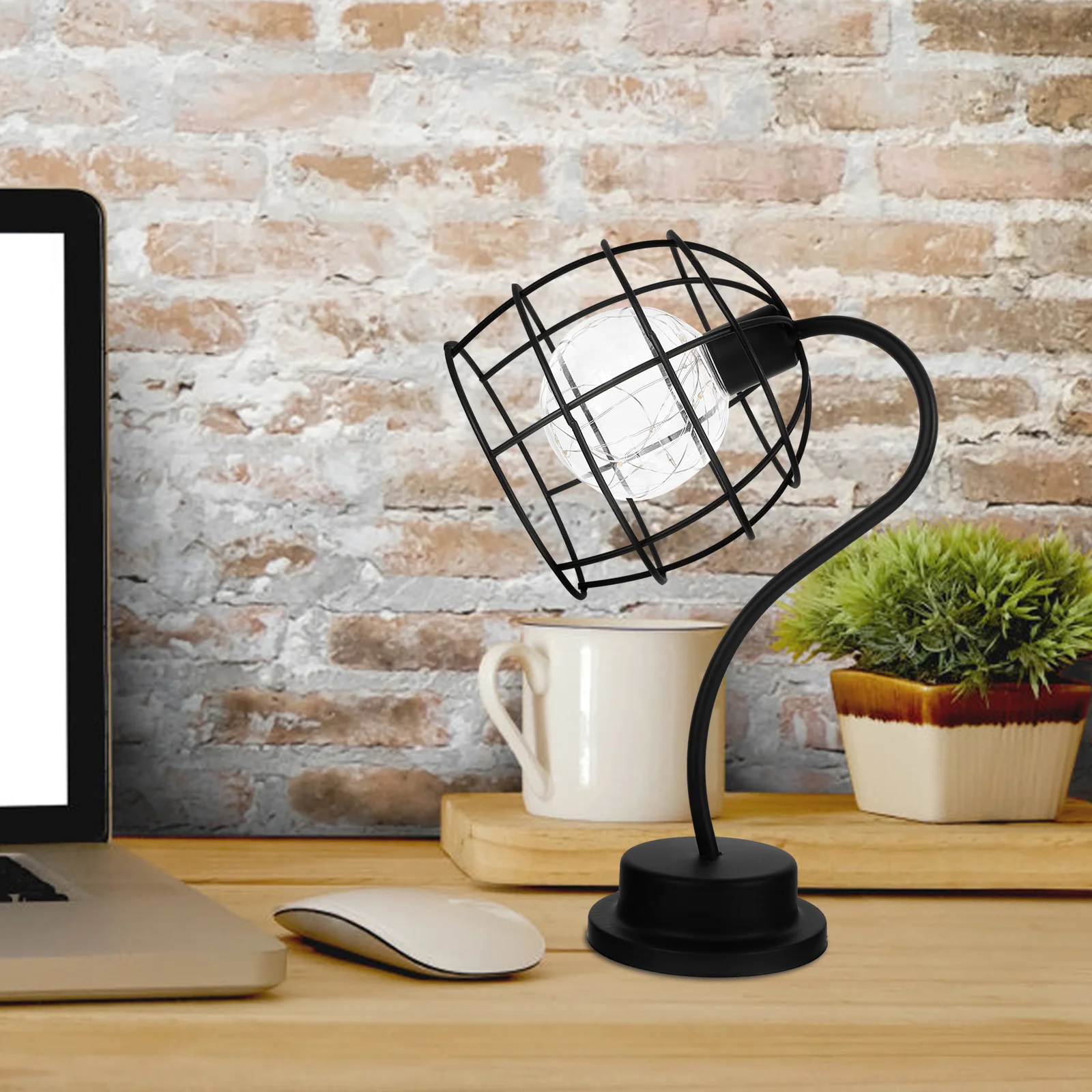 

Vintage Night Lamp Retro Iron Wire Table Lamp Decorative Desk Light Bedside Lantern Vintage Metal LED Light Bedside Lantern